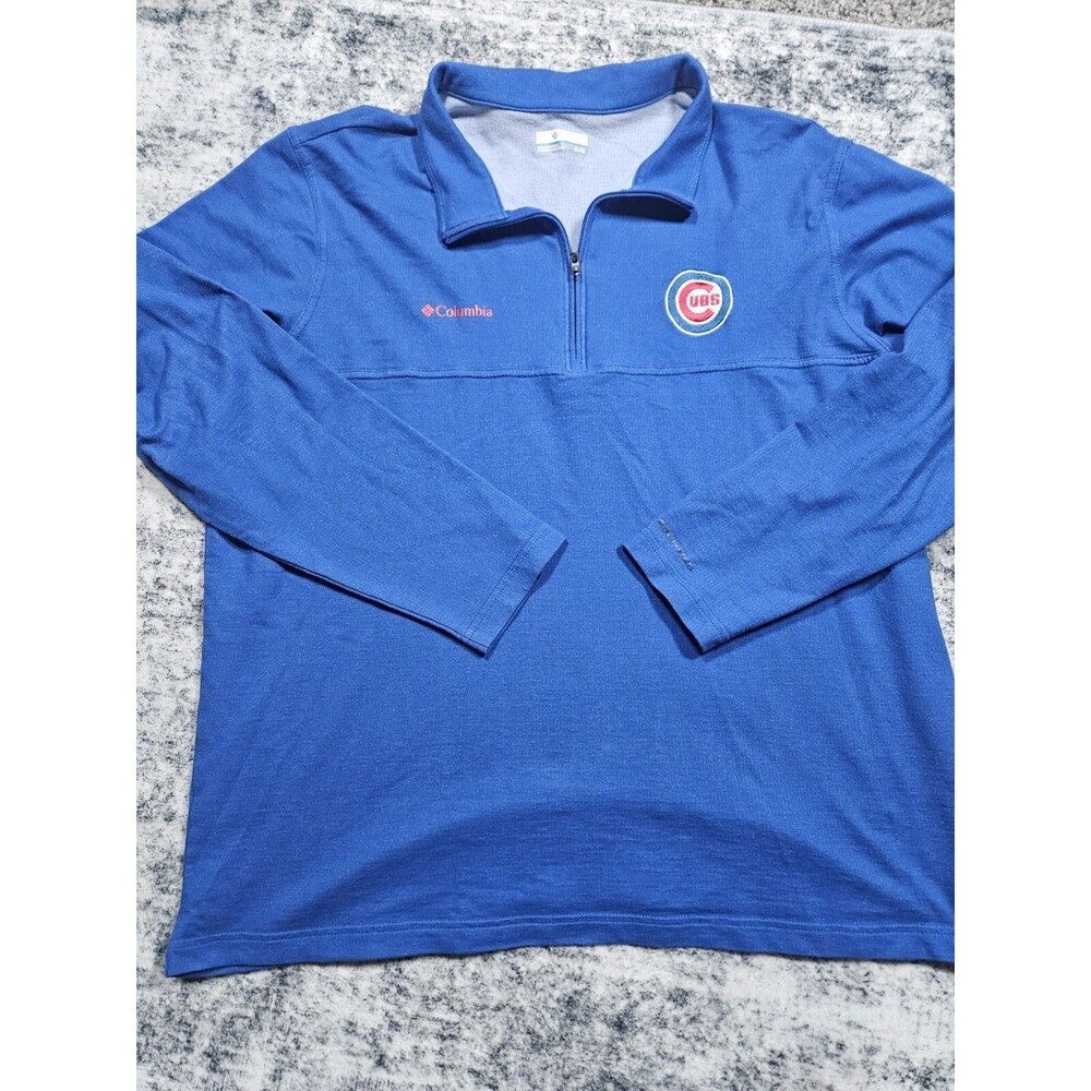 Columbia 1/4 Quarter Zip Blue Pullover Chicago Cubs Size XL Omniwick MLB